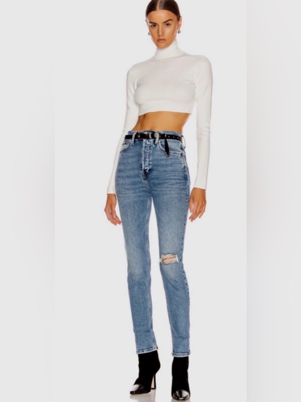 RE/DONE 90s Ultra High Rise Jeans Distressed Knee Size 27